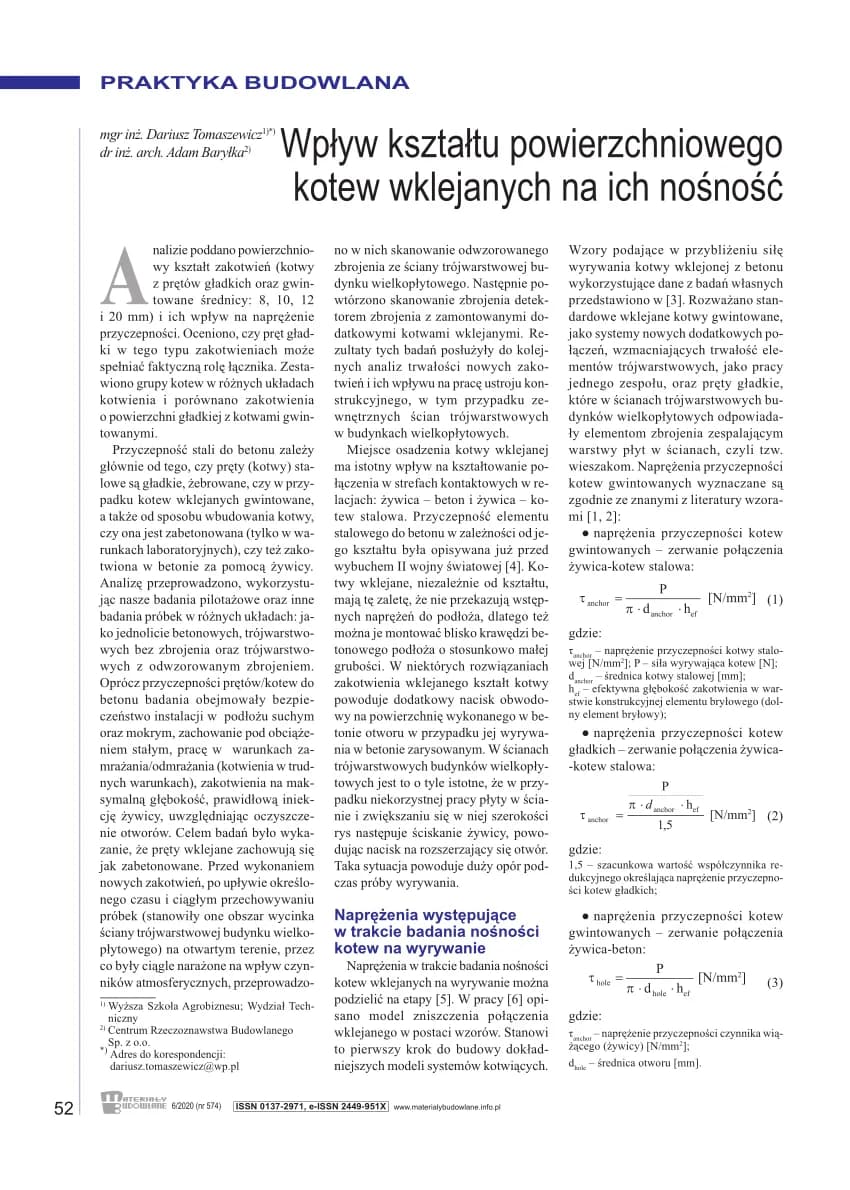 Nośność kotew wklejanych: kluczowe czynniki i obliczenia